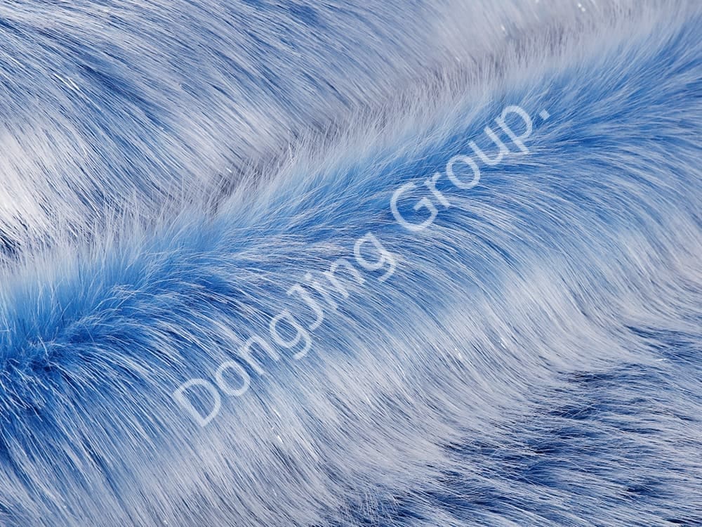 DP0711-Bleu clip argent fil tire blanc faux fur fabric