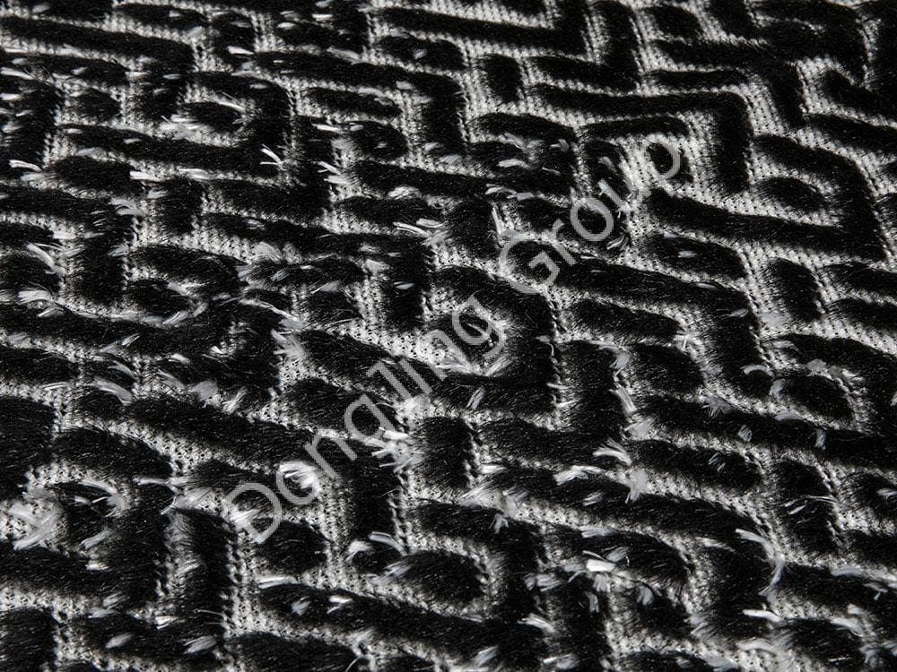 8HW0242-poils de lapin en forme d'aiguille en bâton blanc surélevé noir faux fur fabric