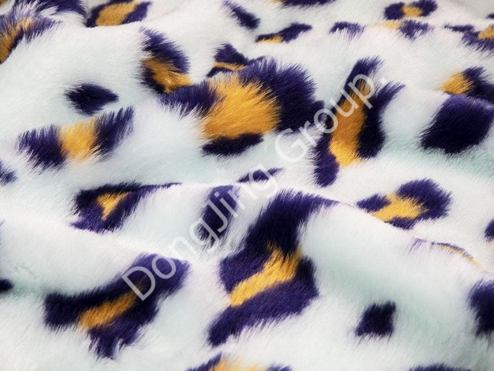 9HW0390-Jacquard tricolore (jaune Landi) imprimé léopard cercle léopard faux fur fabric