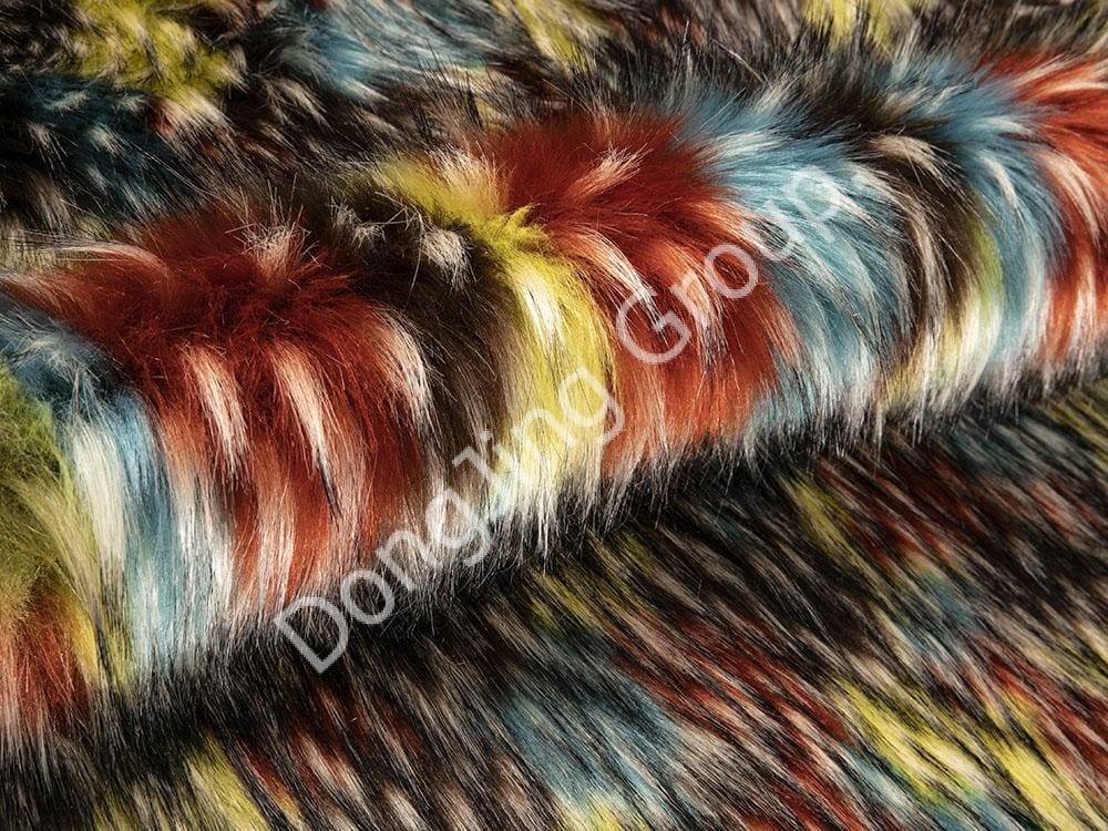 9W0926-Raviolis poilus jacquard cinq couleurs vert Mitica faux fur fabric