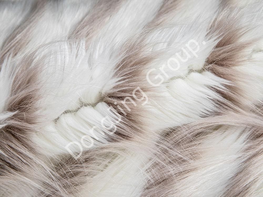 9W1151-Poil de chien loup creux jacquard tricolore faux fur fabric