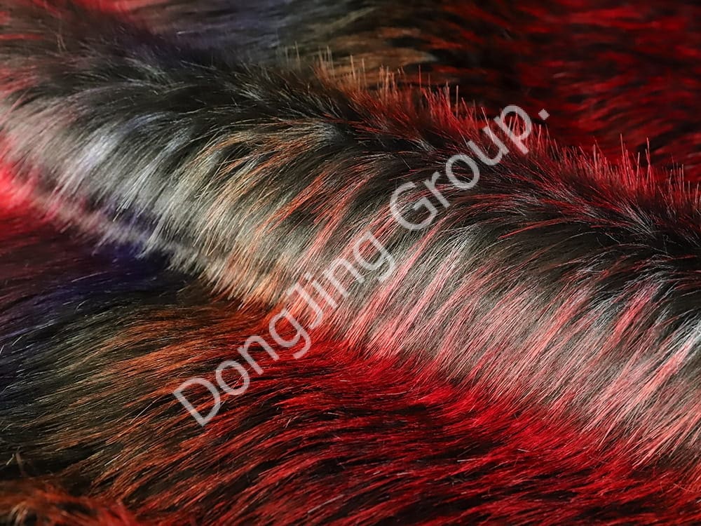 9W1392-Poils de raton laveur de couleur noire et rouge faux fur fabric